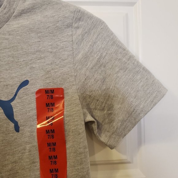 Puma Boy's Light Heather Grey Blue Short Sleeved T-Shirt - Size: M or 7/8 - NWOT - Picture 8 of 8